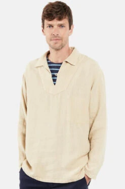 Armor-Lux Armor Lux Leinenhemd Fischerhemd Vareuse Leinen Beige -Derbi Kleidung Geschaft 77676 KTE 6869 clipped rev 1 1280x1280