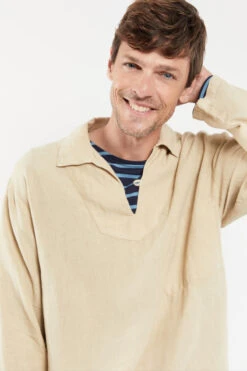 Armor-Lux Armor Lux Leinenhemd Fischerhemd Vareuse Leinen Beige -Derbi Kleidung Geschaft 77676 KTE 6881 1280x1280