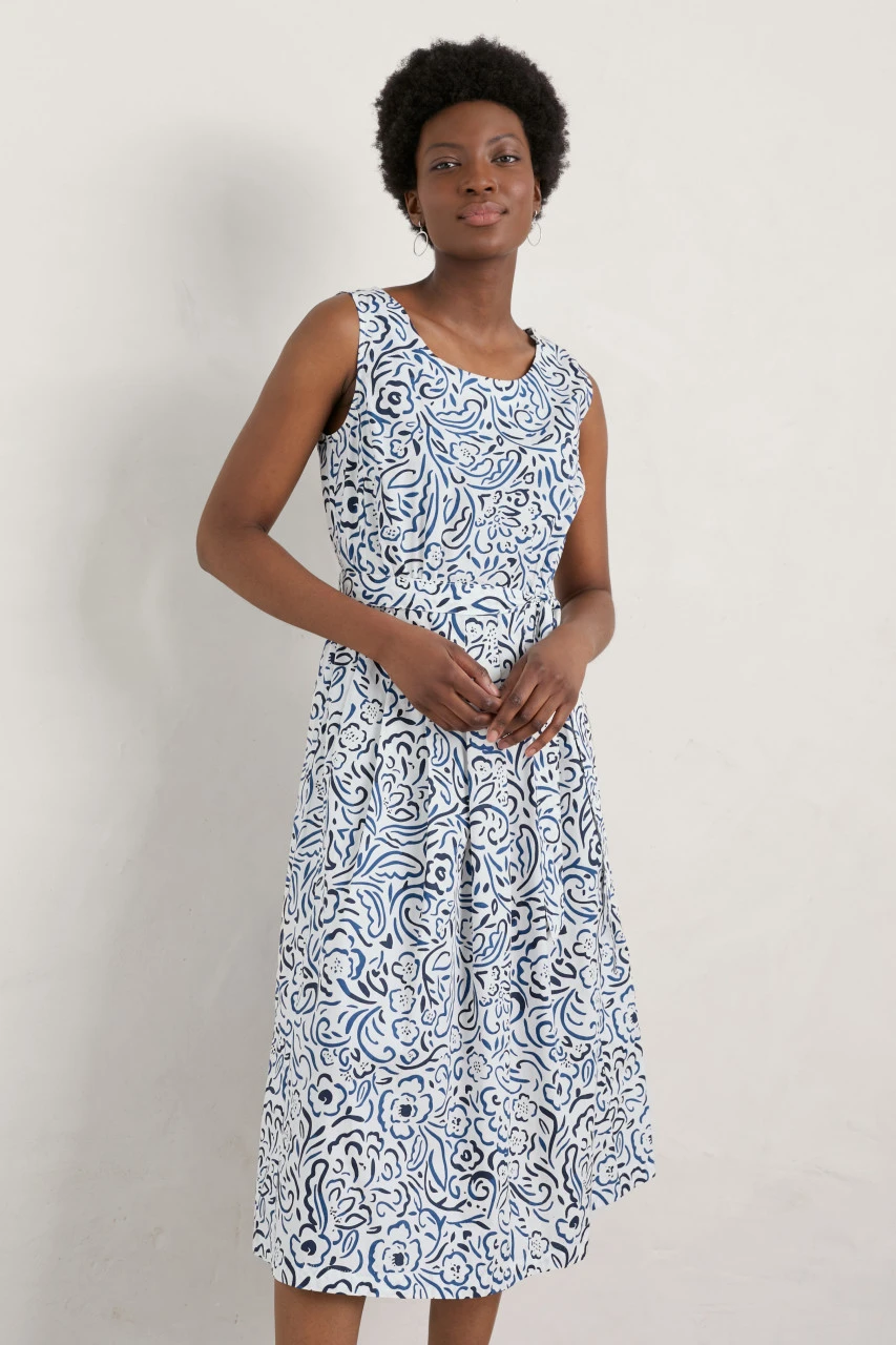 Seasalt Cornwall Belle Damen Kleid Blau Türkis Gemustert 6 Seasalt Cornwall Belle Damen Kleid Blau Türkis Gemustert – Bild 4