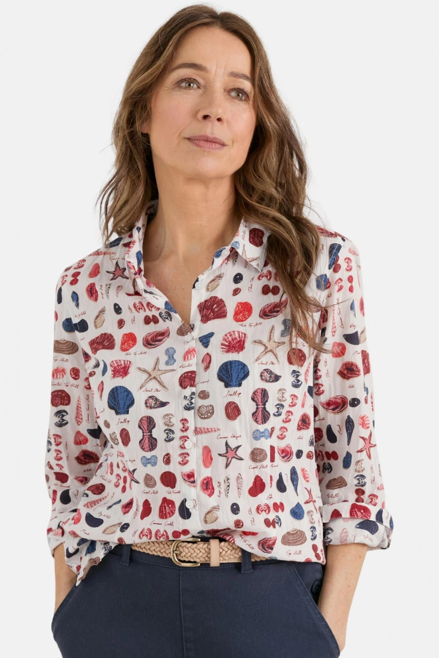 Seasalt Cornwall Larissa Damen Bluse Weiß Rot Muscheln 3 Seasalt Cornwall Larissa Damen Bluse Weiß Rot Muscheln
