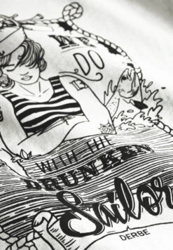 Derbe Seefrau Damen T-Shirt Weiß Sailor Zeichnung -Derbi Kleidung Geschaft W 03 TSFL Seefrau 20off 20white 20023 040 1280x1280
